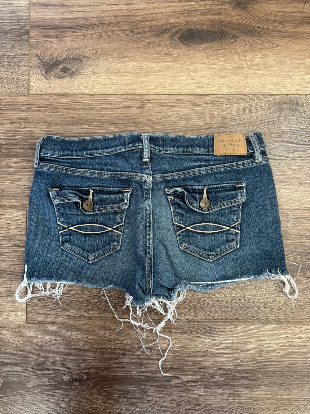 Abercrombie & Fitch Y2K Distressed Denim Cutoff Shorts with Button Pockets
